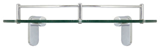 MODONA's 10.5" Glass Corner Shelf With Rail, Polished Chrome