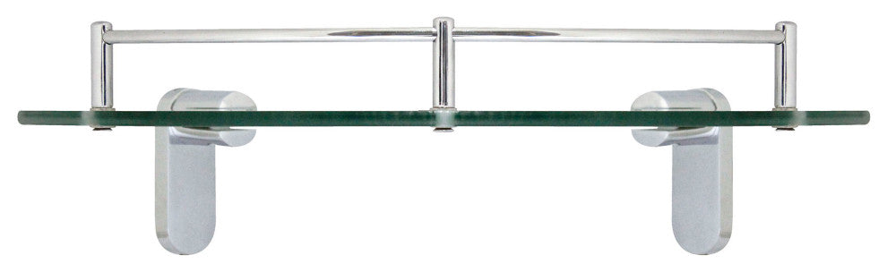 MODONA's 10.5" Glass Corner Shelf With Rail, Polished Chrome