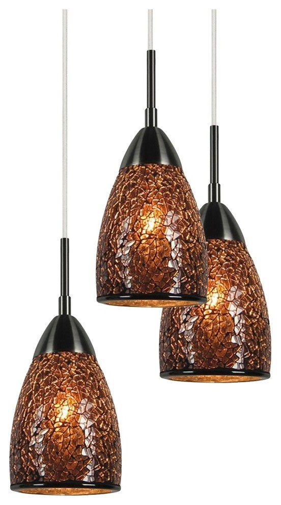 Venezia Mini Pendant, Satin Nickel, Mosaic Mirror, 5-Light, 14"D