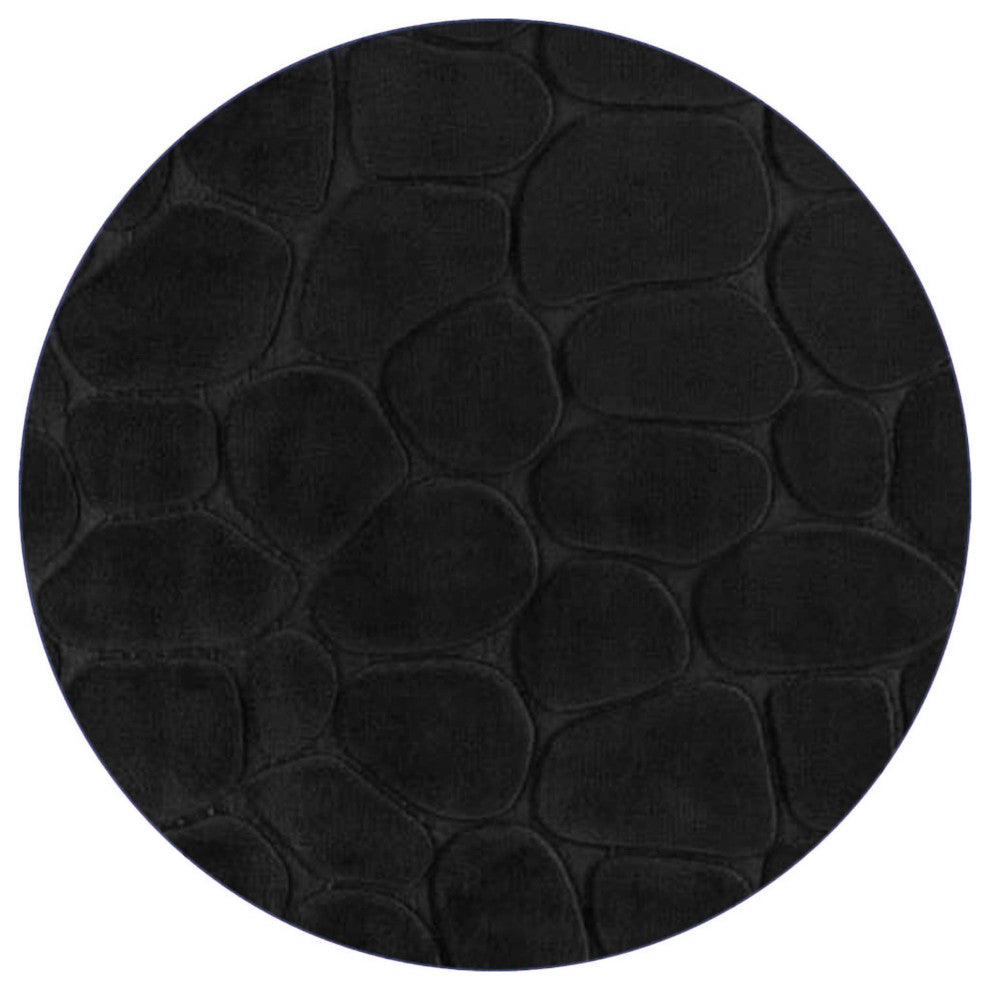 Bath Rug Memory Foam Mat 3D Pebble, Black, Contour Rug 20"x20"