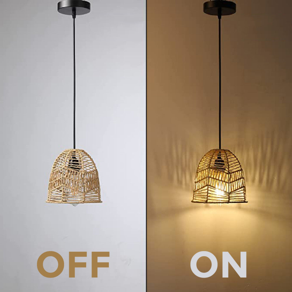 Natural & black light 7.87" Hanging Lamp Farmhouse Pendant Lighting Fixture