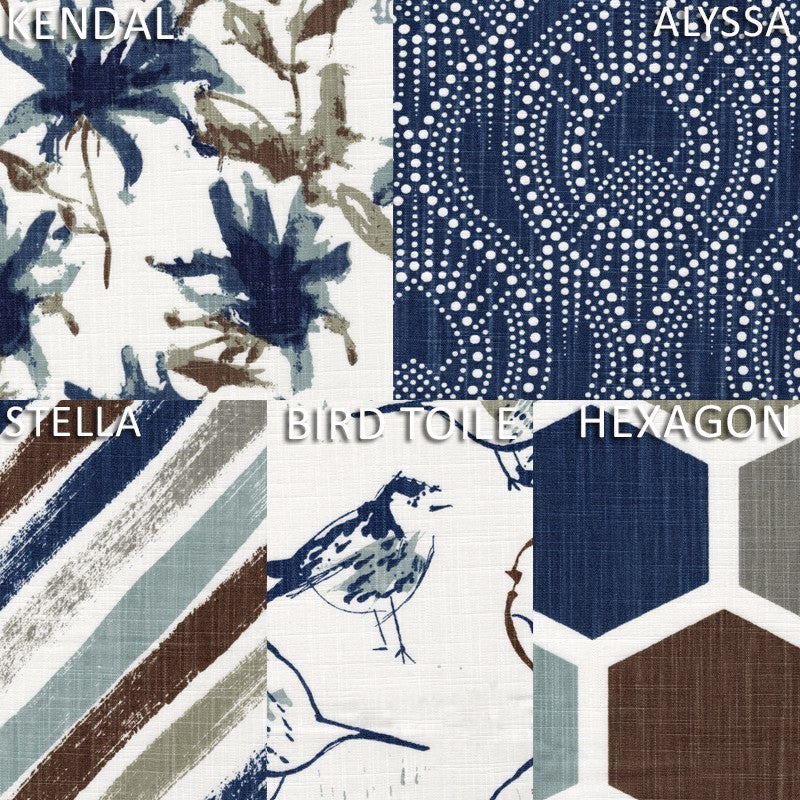 Bird Toile Regal Blue Chinoiserie 72" Shower Curtain Cotton Linen, Lined