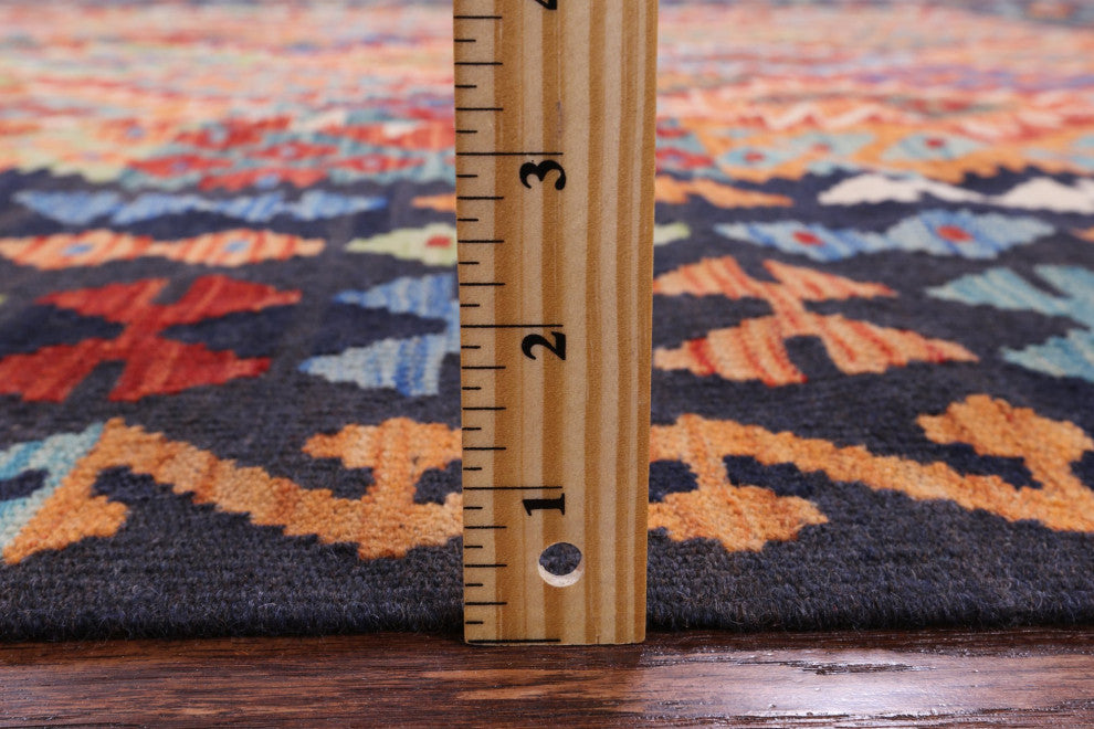 6' 9" X 9' 8" Wool On Wool Flat Weave Kilim Reversible Rug Q9473