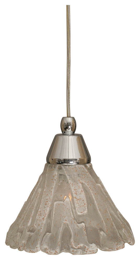 Cord Mini Pendant In Chrome, 7" Italian Ice Glass
