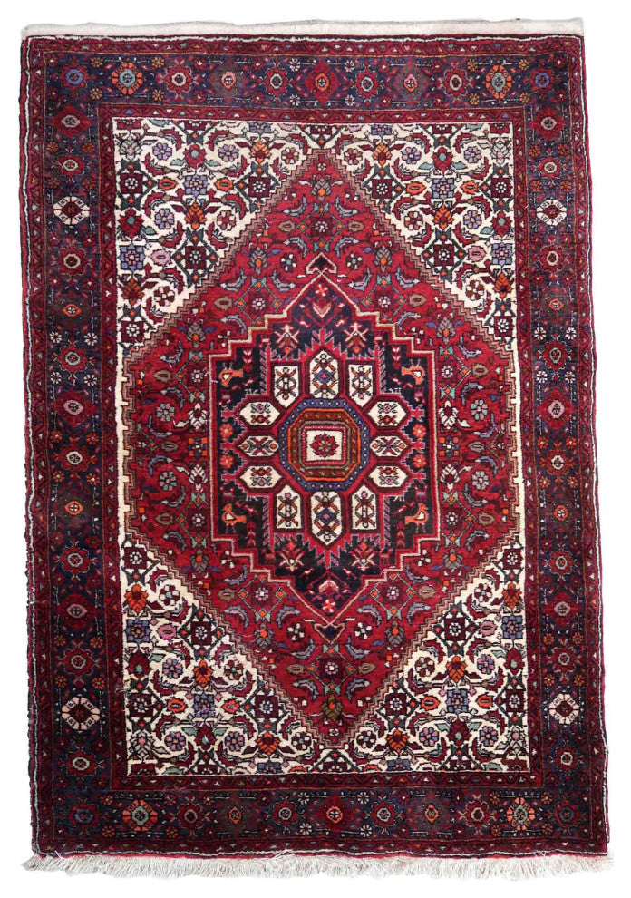Handmade Vintage Persian Bidjar Rug 3.2'x4.8', 98cmx148cm 1970s