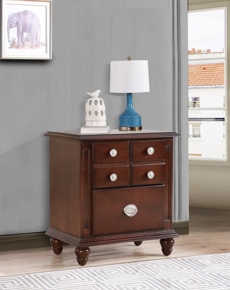 Summit 5 Drawer Cappuccino Nightstand, 27"x16"x24"
