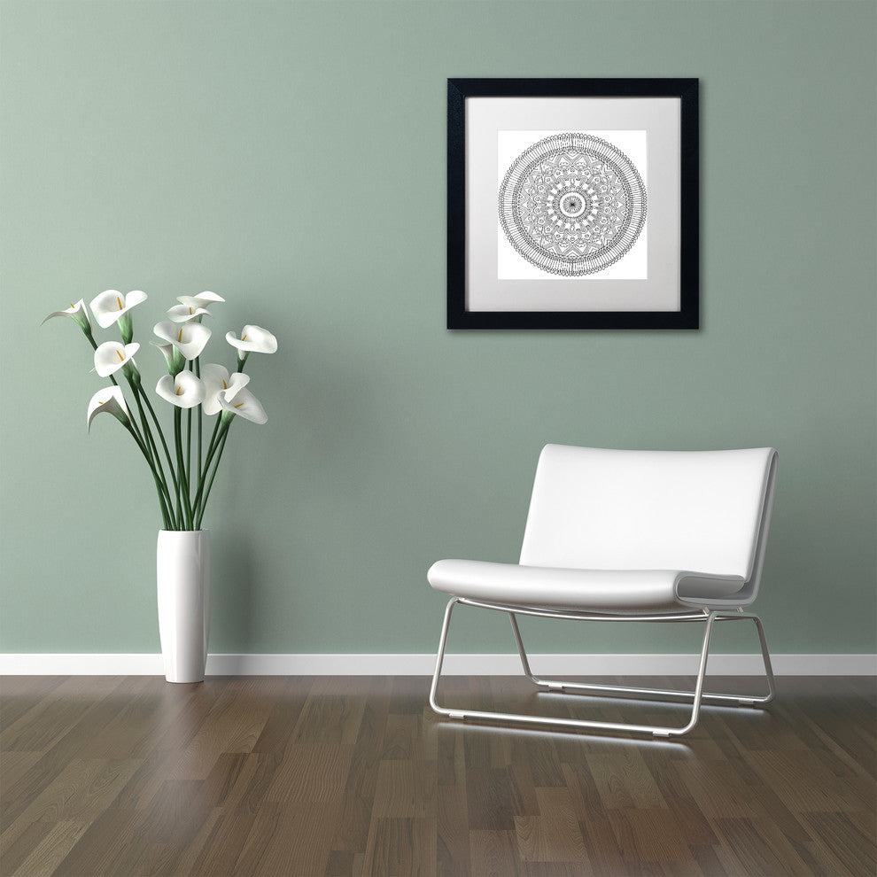Hello Angel ''Mandala II'' Art, Black Frame, White Mat, 16x16