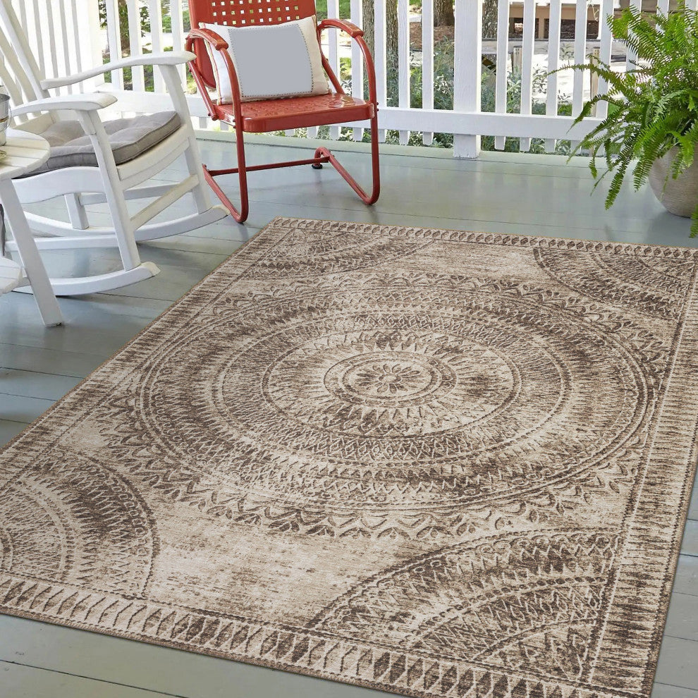 Indoor/Outdoor Sedona SN7 Taupe Machine Washable 3' x 5' Rug