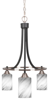 Paramount 3-Light Chandelier, Matte Black & Brushed Nickel, 4" Onyx Swirl