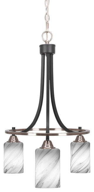 Paramount 3-Light Chandelier, Matte Black & Brushed Nickel, 4" Onyx Swirl