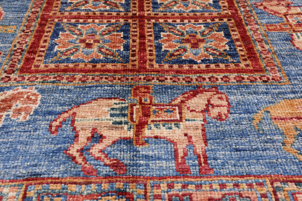 Hand-Knotted Antiqued Pazyryk Historical Design Rug 2' 10" X 3' 11" Q10879