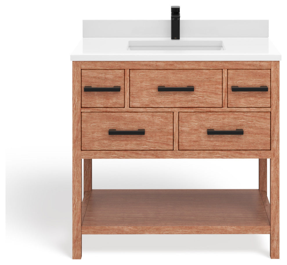 Adal Bath Vanity, Weathered Brown, 36", Single Sink, Freestanding