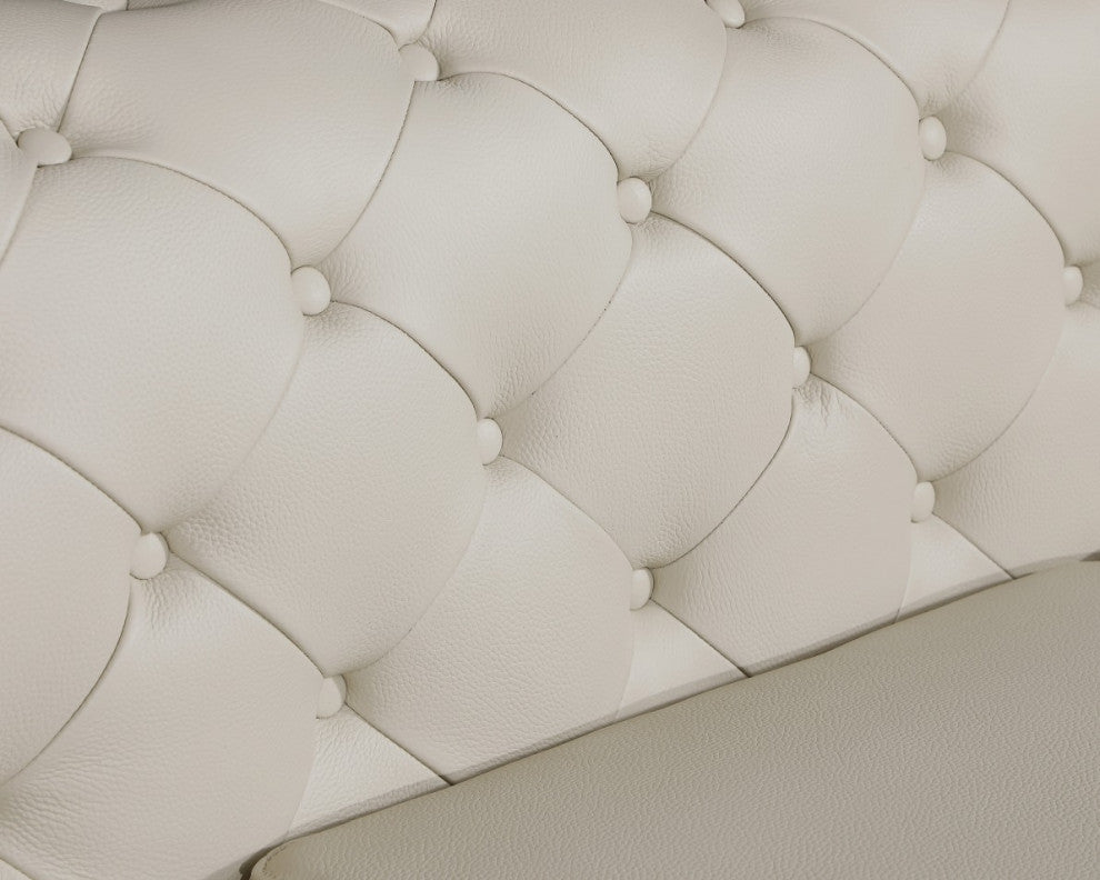 Angelica Italian Leather Accent Chair, Beige