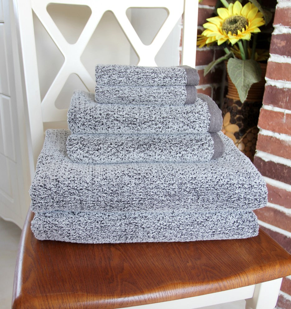 Everplush Diamond Jacquard Bath Sheet Towel Set, 6 Pieces, Gray