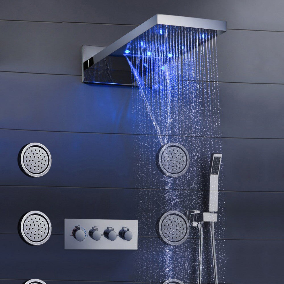 Lecce Luxury Shower System With 6 Round Body Massage Jets