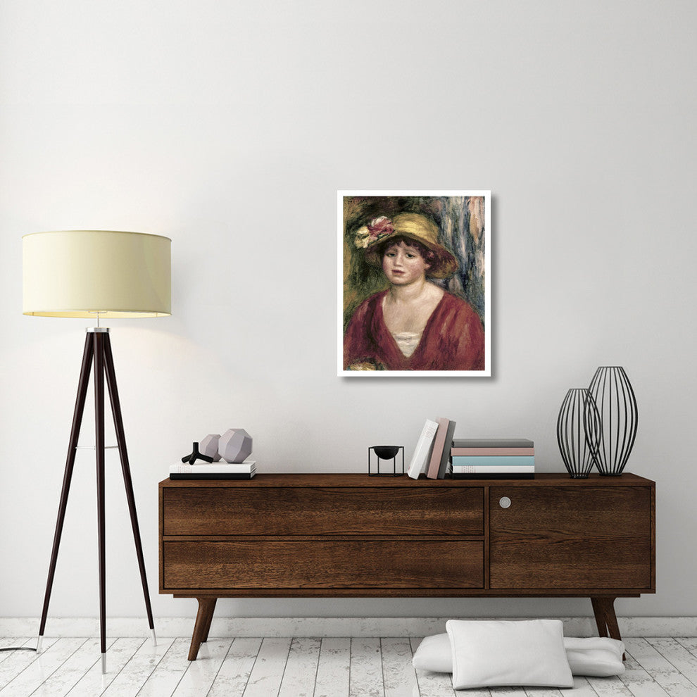 "Young Girl In a Red Dress" Paper Print by Pierre-Auguste Renoir, 26"x32"
