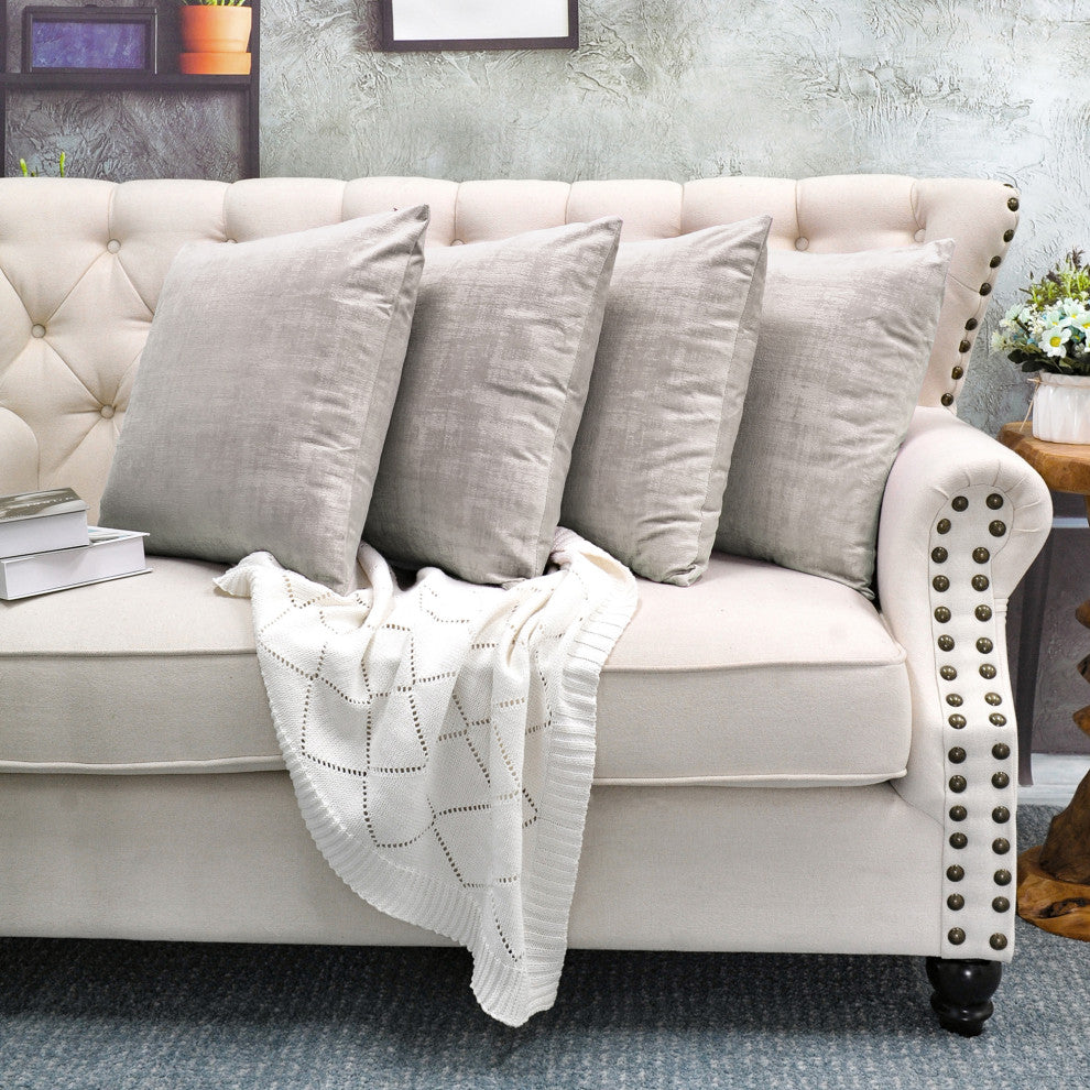Serenta Textured Velvet Pillow Shell, Set of 4, Simply Taupe