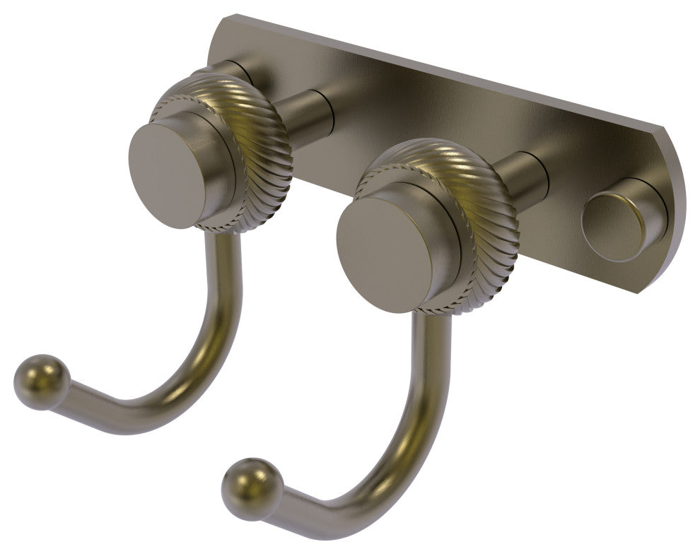Mercury 2 Position Multi Hook with Twisted Accent, Antique Brass