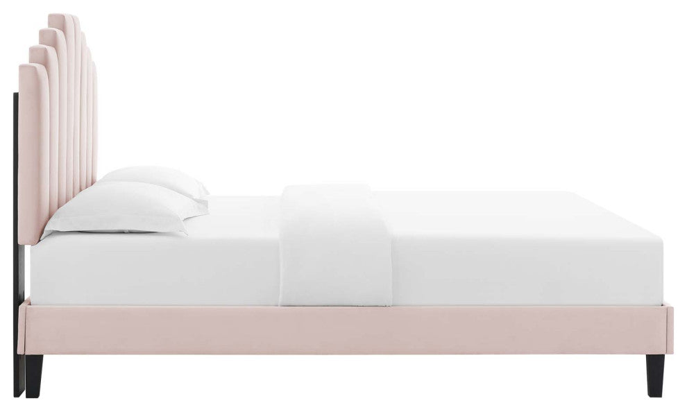 Elise King Performance Velvet Platform Bed-Pink