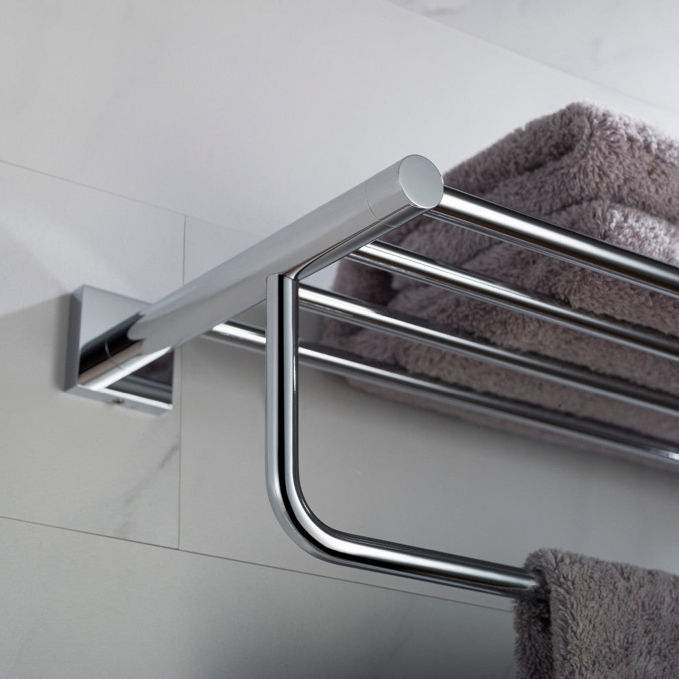 Ventus Bathroom Shelf with Towel Bar, Chrome