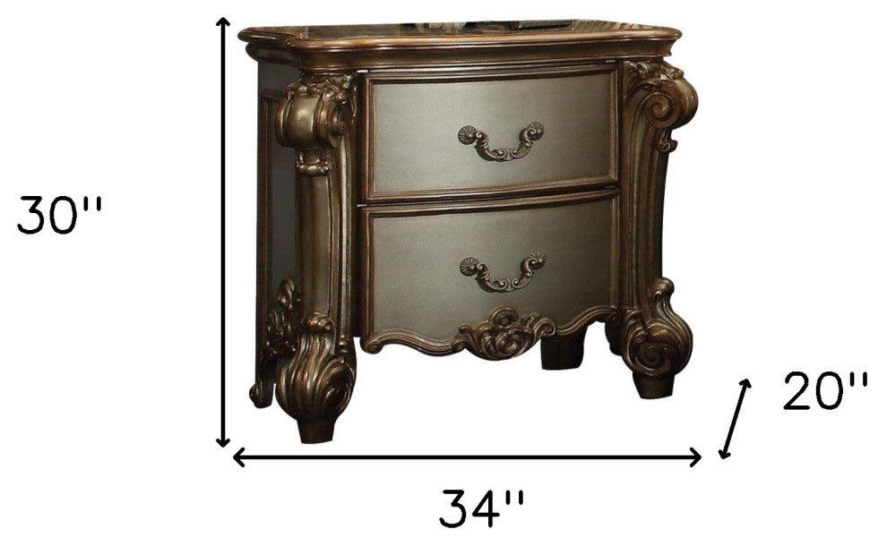 30" Bone Two Drawers Nightstand