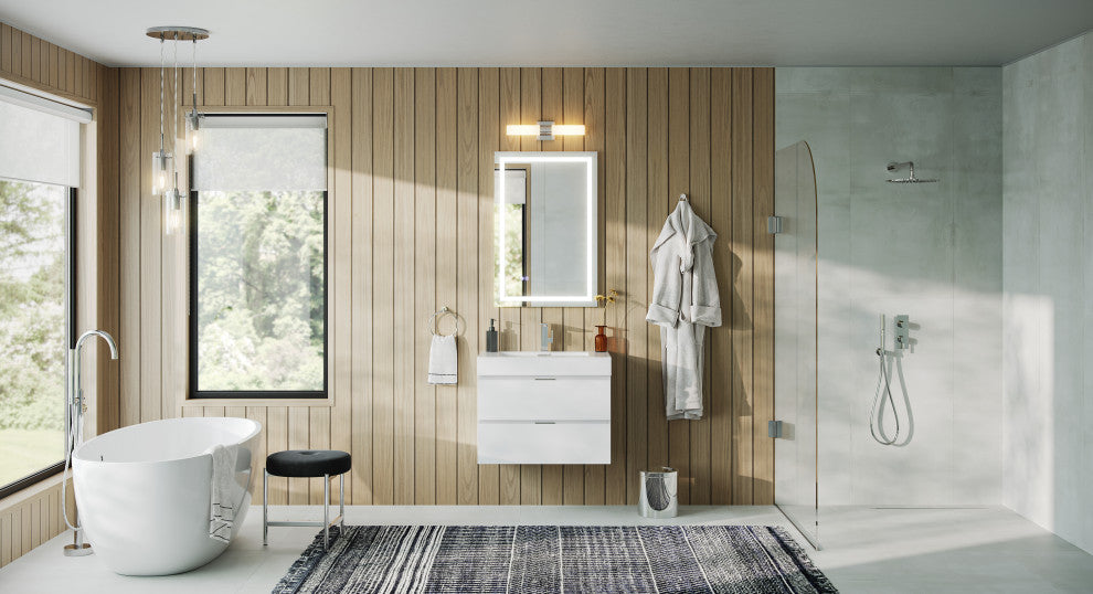 Boutique Bath Vanity, High Gloss White, 30", Single Sink, Wall Mount