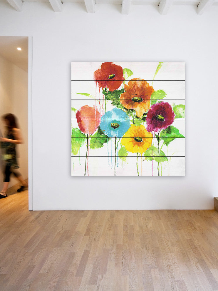 "Cheery Bloomers II" by Julie Joy Painting Print White Wood, 32x32
