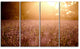 Brown Tinged Lavender Field Sunset, Floral Canvas Art Print, 48"x28", 4 Panels