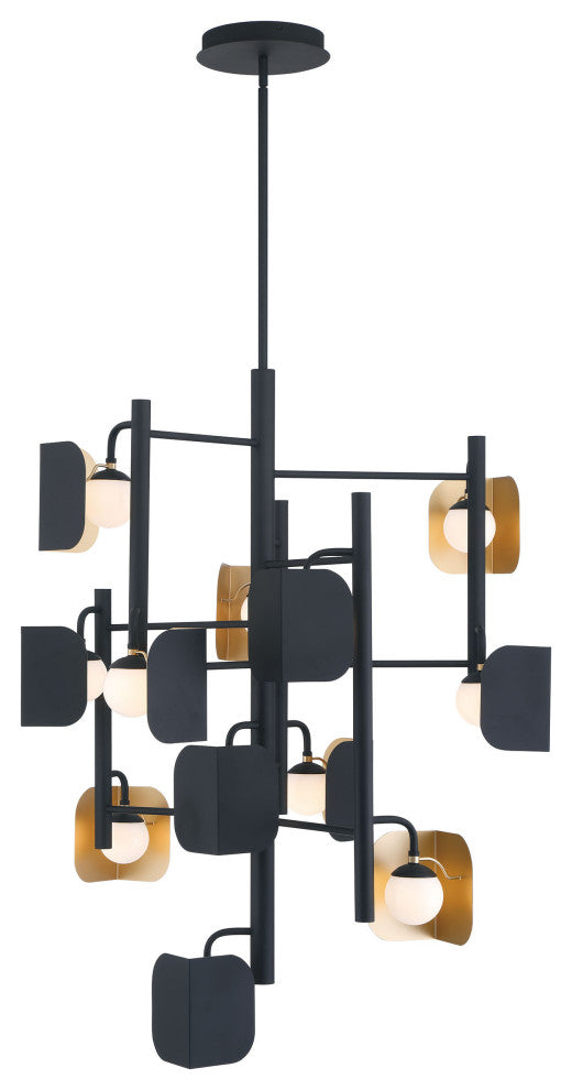 Cornice 12L 42" Gold-Black White Chandelier