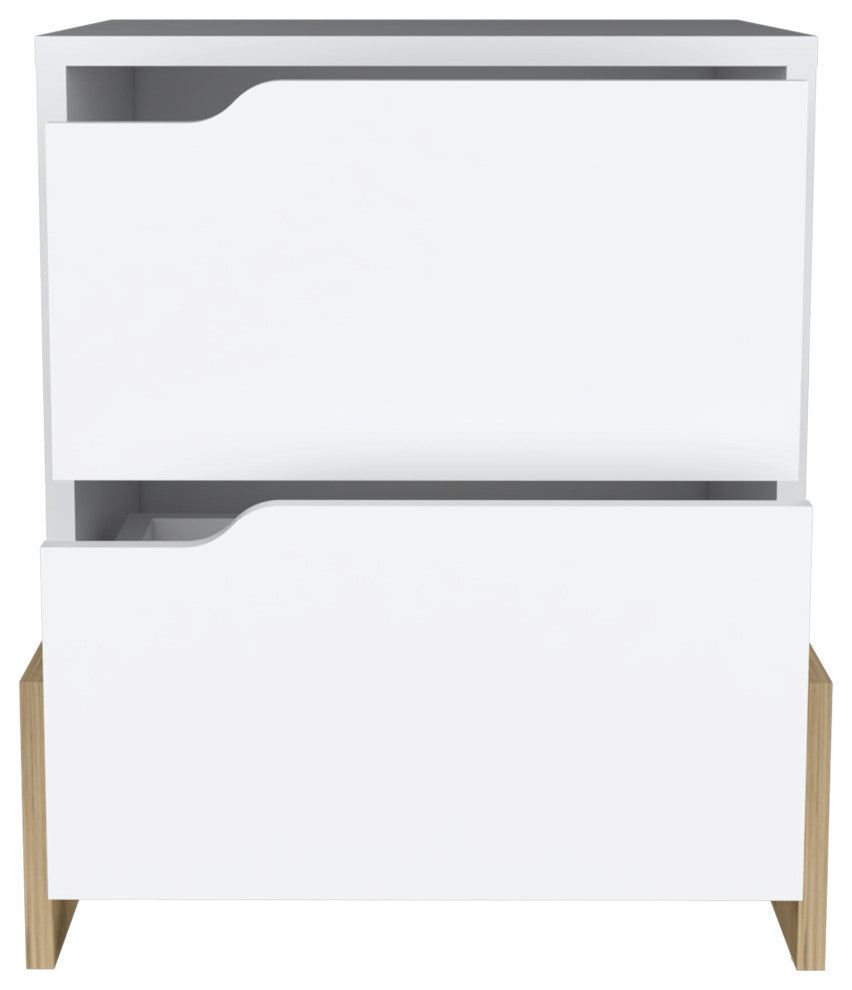 DEPOT E-SHOP Haines Nightstand with 2 Drawers and Legs