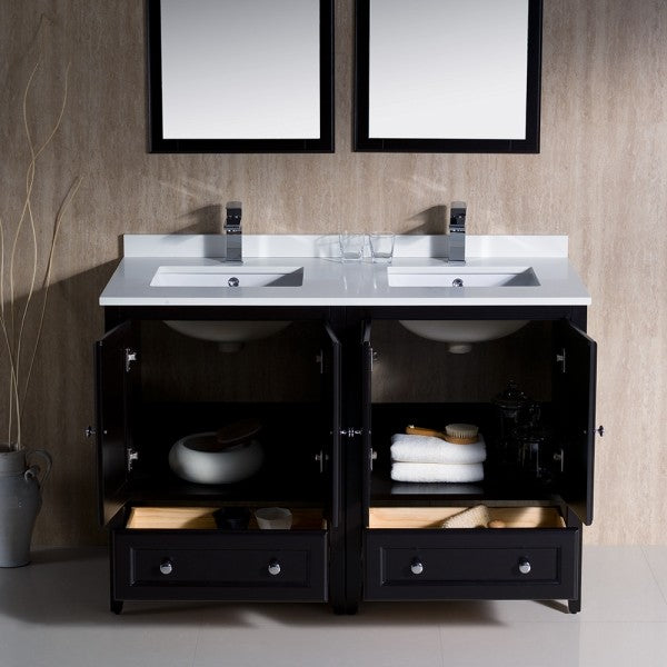 Fresca Oxford 48" Espresso Traditional Double Sink Bathroom Vanity