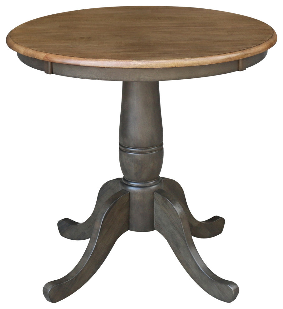 30" Round Pedestal Dining Table with 2 Madrid Ladderback Chairs