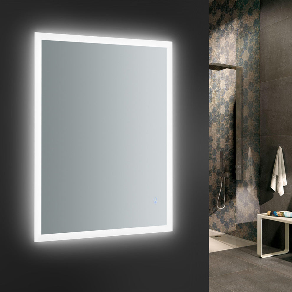 Angelo Bathroom Mirror With Halo Style LED Lighting and Defogger, 48"x36"