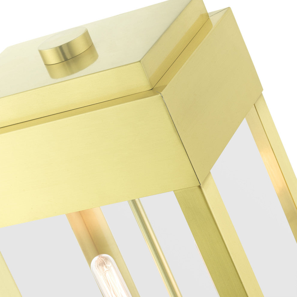 Satin Brass Transtional,  Modern Classic, Outdoor Post Top Lantern