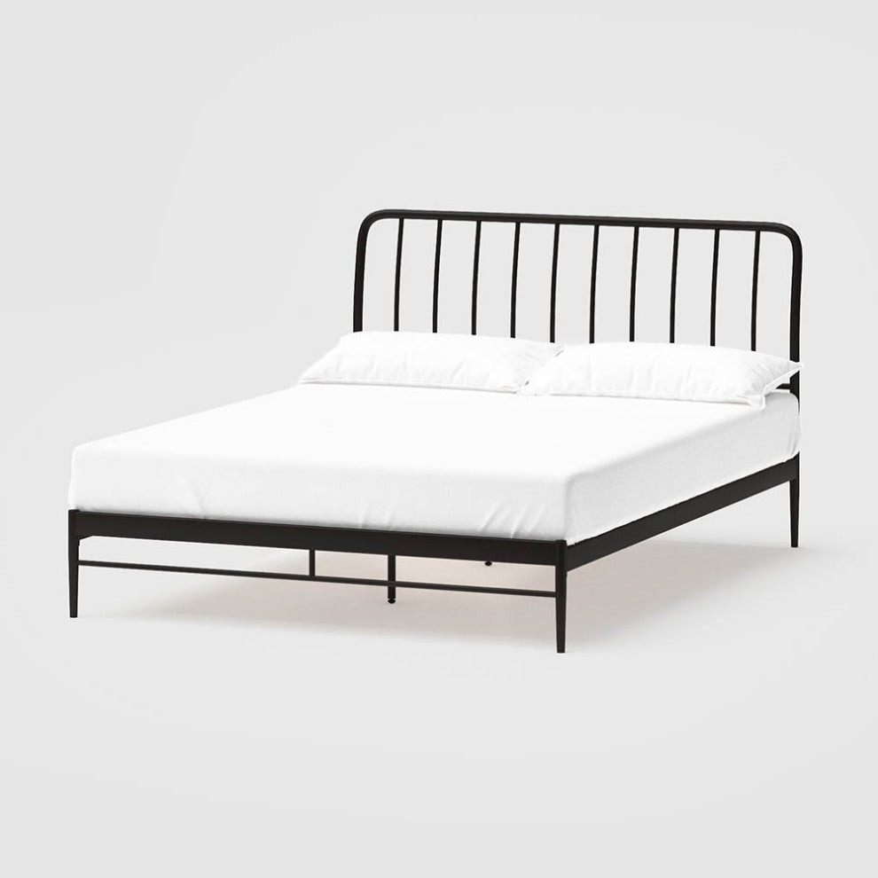 Kairosis Curved Metal Modern Queen Bed Frame by RST Brands, Black