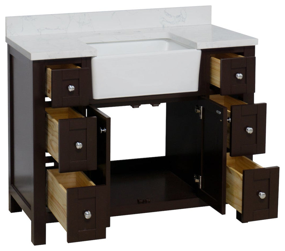 Yorkshire 42" Bathroom Vanity, Chocolate, Engineered Marble