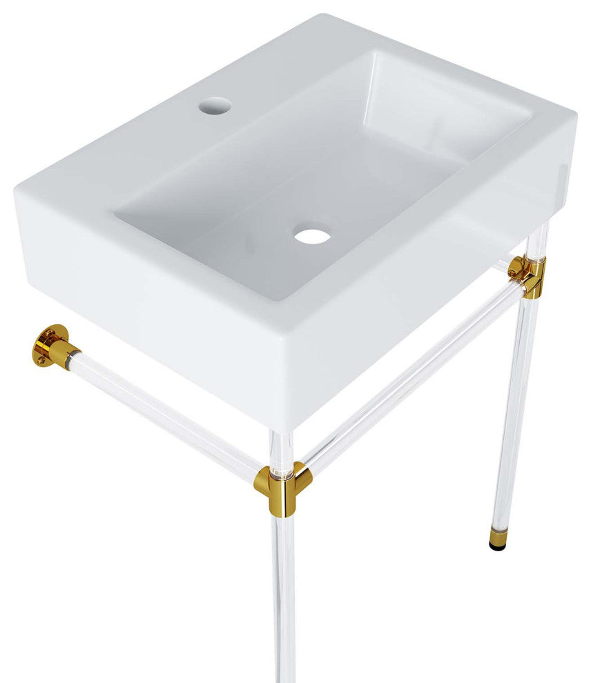 Redeem 24" Acrylic Wall-Mount Bathroom Vanity, Clear White