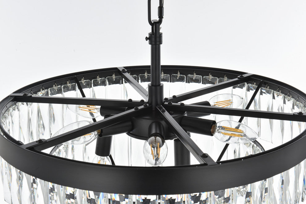 Home Living 20" Round Chandelier, Black