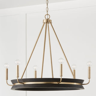 Capital Lighting Finn 6-Light Chandelier 447361KR Black Stain and Matte Brass