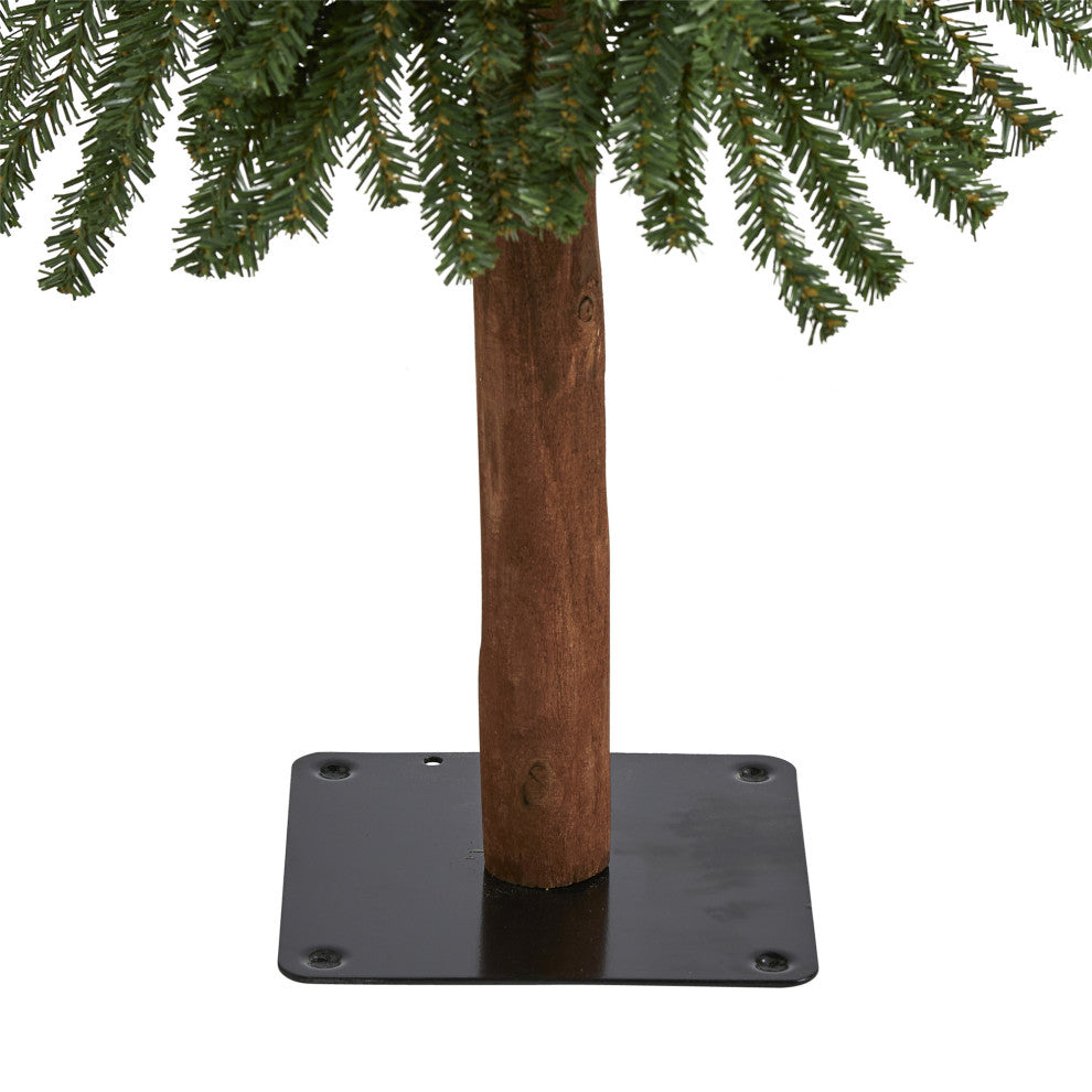 5' Grand Alpine Faux Christmas Tree With 469 Bendable Branches on Natural Trunk