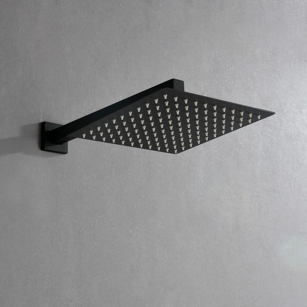 Wall Mount Shower Faucet With Rough-In Valve, Matte Black