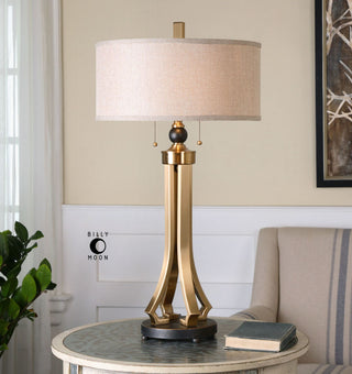 Uttermost 26631-1 Selvino 2 Light Table Lamp - Brushed Brass with Oil Rubbed