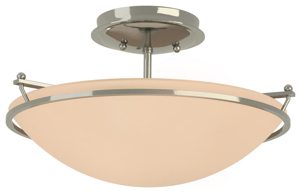Plain Small Semi-Flush, Sterling Finish, Sand Glass