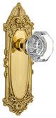 Victorian Plate Privacy Waldorf Door Knob, Unlacquered Brass