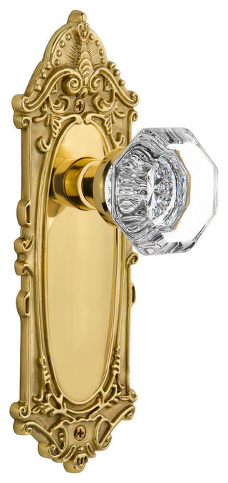Victorian Plate Privacy Waldorf Door Knob, Unlacquered Brass