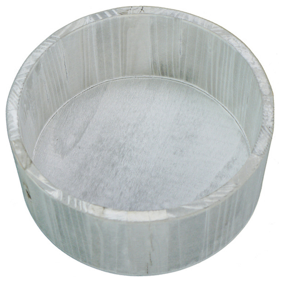 10" Light Gray Wash Round Wood Crate, Set of 3