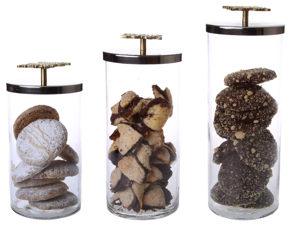 Classic Touch Glass Canister With Mosaic Design