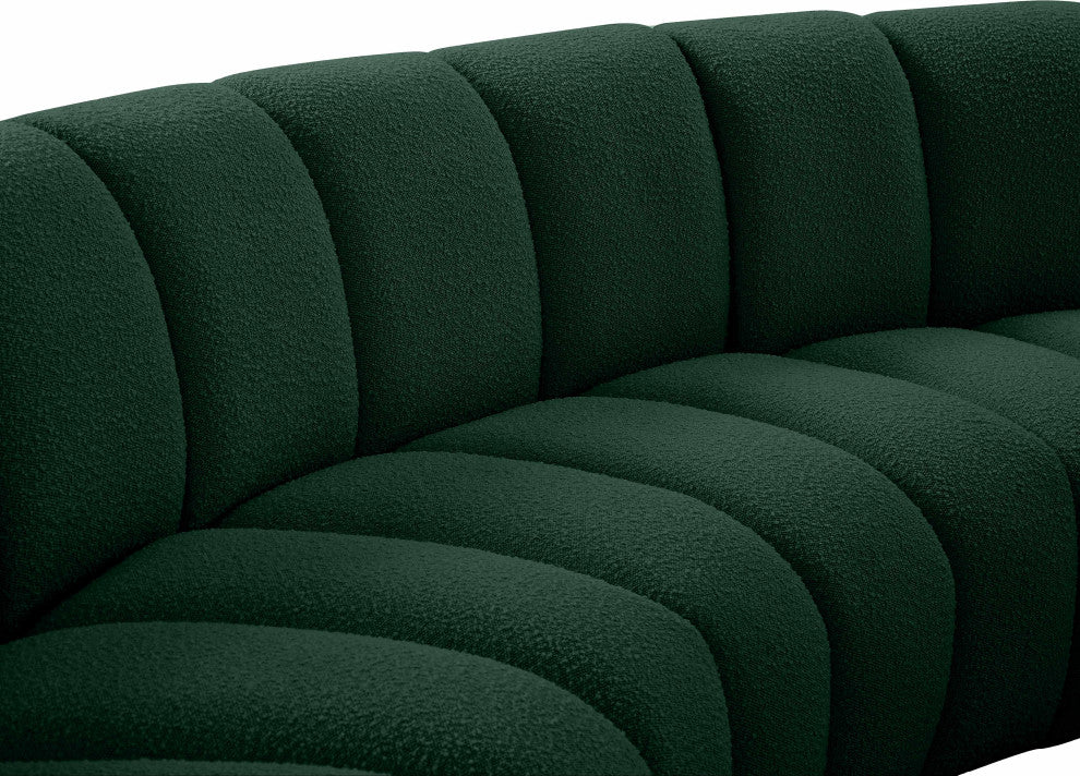 Infinity Black Boucle Fabric Upholstered Arc Shaped Modular Sectional, Green, 11-Piece, Arc-Shaped