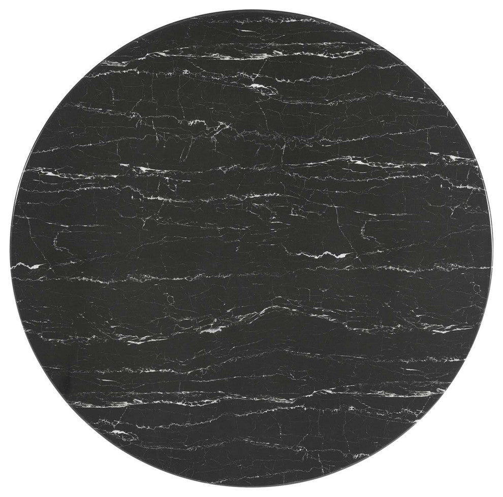 Modway Lippa 47" Artificial Marble Dining Table, Black Black
