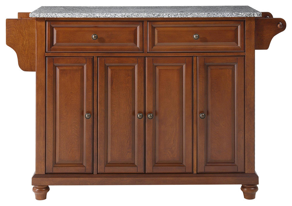 Crosley Furniture Cambridge Wood Kitchen Island in Cherry/Gray